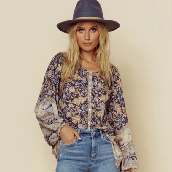 New Boutique Bohemian Print Long Sleeve Blouse - Picture 6 of 8